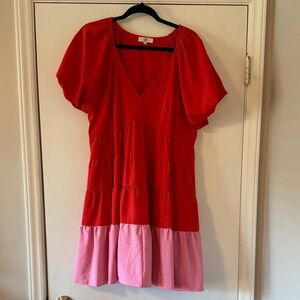 Entro Red and Pink Mini Dress